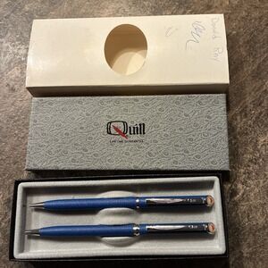 two vtg quill pen And pencil set mobil advertisement both work in box